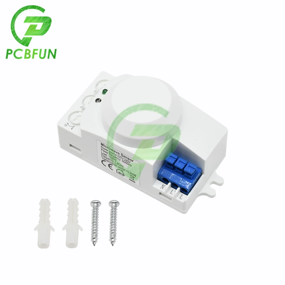 5.8GHz Microwave Radar Sensor Switch AC 220V 240V 5.8GHz CW Radar Microwave Movement Motion Detector Sensor Switch for Indoors