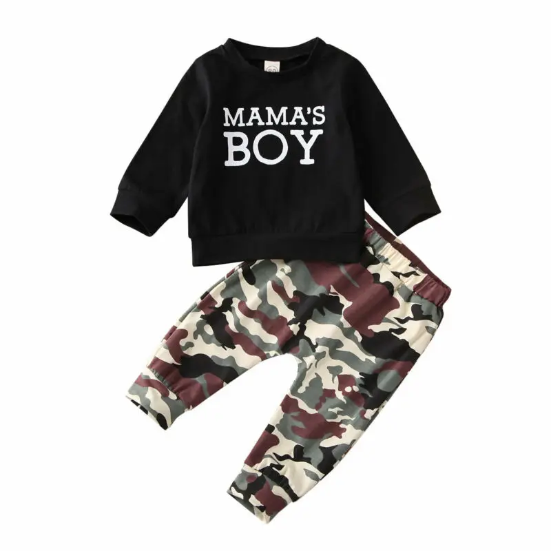 

2PCS Set Toddler Kid Baby Boys Autumn Outfits Long SLeeve Letter T-shirt Tops+Long Pants Tracksuit Suit