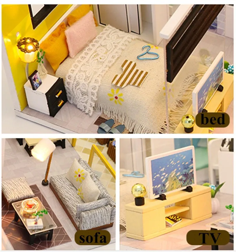 Кукольный дом деревянная мебель кухня diy Дети Домашние Игрушки Миниатюрный Кукольный домик ванная комната комплект casinha de brinquedo