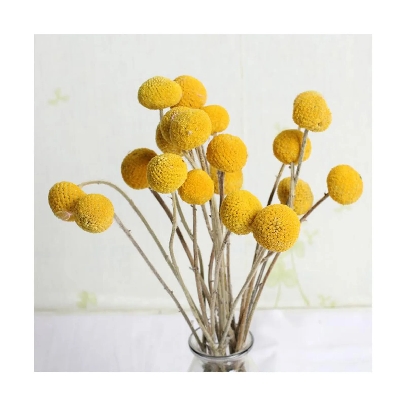 

30Pcs Billy Button Balls Flowers Fake Silk Yellow Flower Dried Craspedia Flowers Artificial Romantic Floral Wedding Decor
