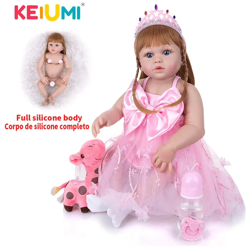 

KEIUMI 23 Inch Silicone Reborn Baby Dolls Silicone Vinyl Lifelike Bebe Reborn Girl Toys For Children Birthday Surprises Gifts