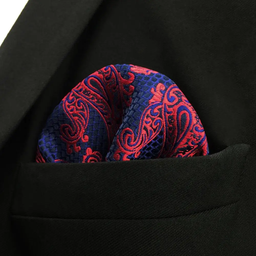 Paisley Blue Burgundy Red Pocket Square Mens Silk Hanky Handkerchief | Аксессуары для одежды