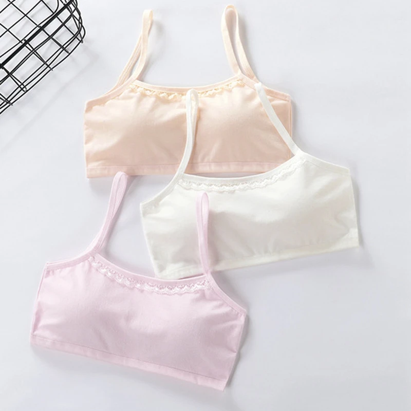 3Pcs/Lot Girls Training Bra Cotton Kids Underwear Wireless Teens Puberty Clothing Undergarment Clothes 10-16Y Bras Vest | Мать и ребенок