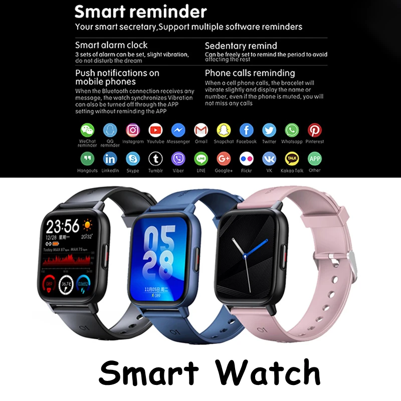 

YM12 Smart Watch 1.69inch HD Screen Waterproof Heart Rate Blood Rate/Oxygen Monitor Smart Wristband