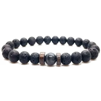 charm 8mm natural volcanic lava stone black beads bracelet distance bracelets for womenmen trendy handmade jewelry pulseras