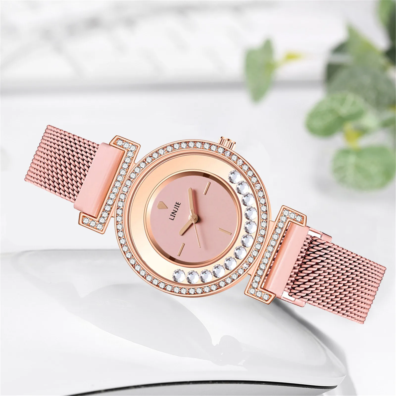 

LINJIE Ladies Fashion Quartz Watch Stainless Steel Strap Watch Analog Gift Watch reloj relogio montre reloj mujer