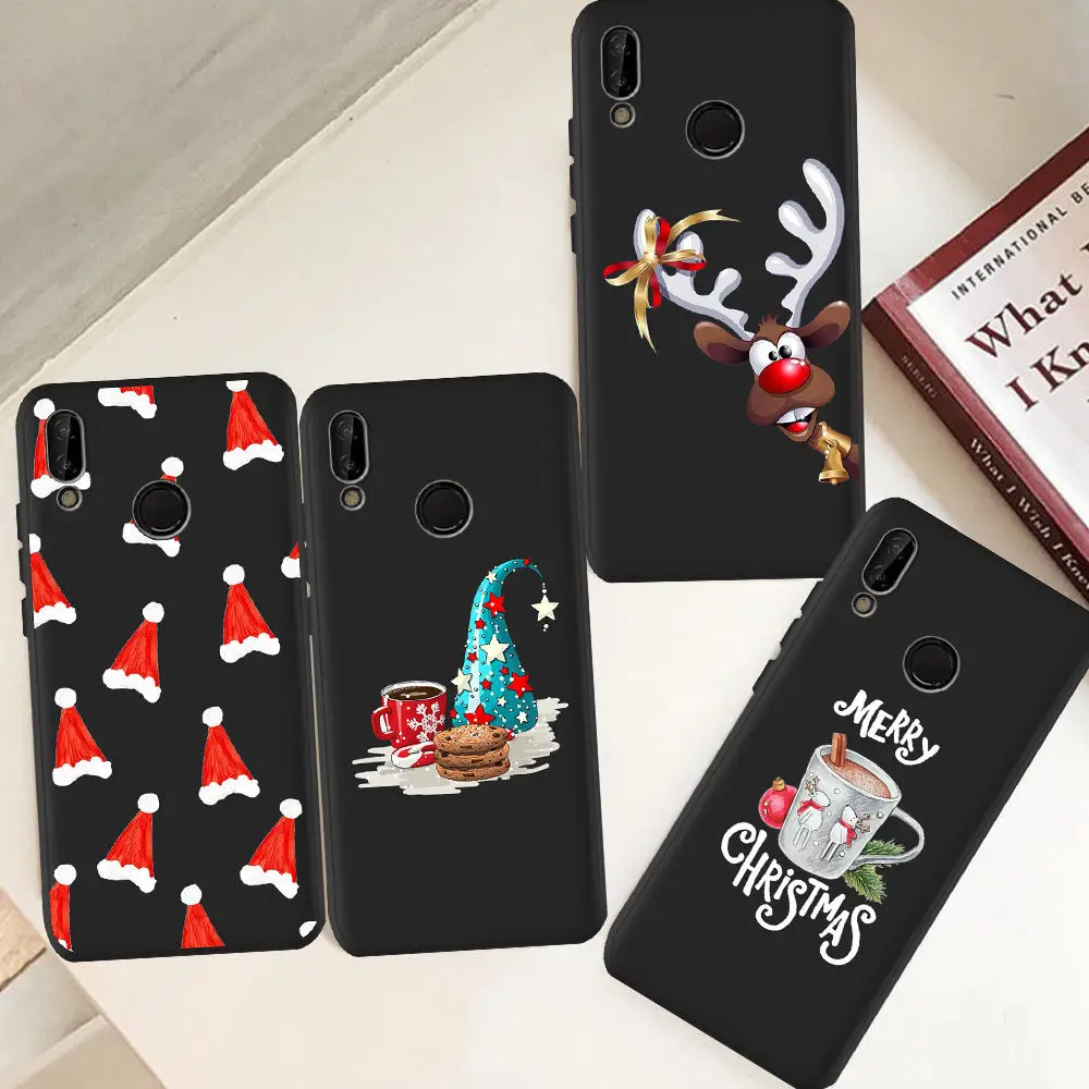 Рождественский олень для Huawei Honor 9X чехол P20 Lite P30 Pro P40 Funda 10 8X 20i Etui Черный