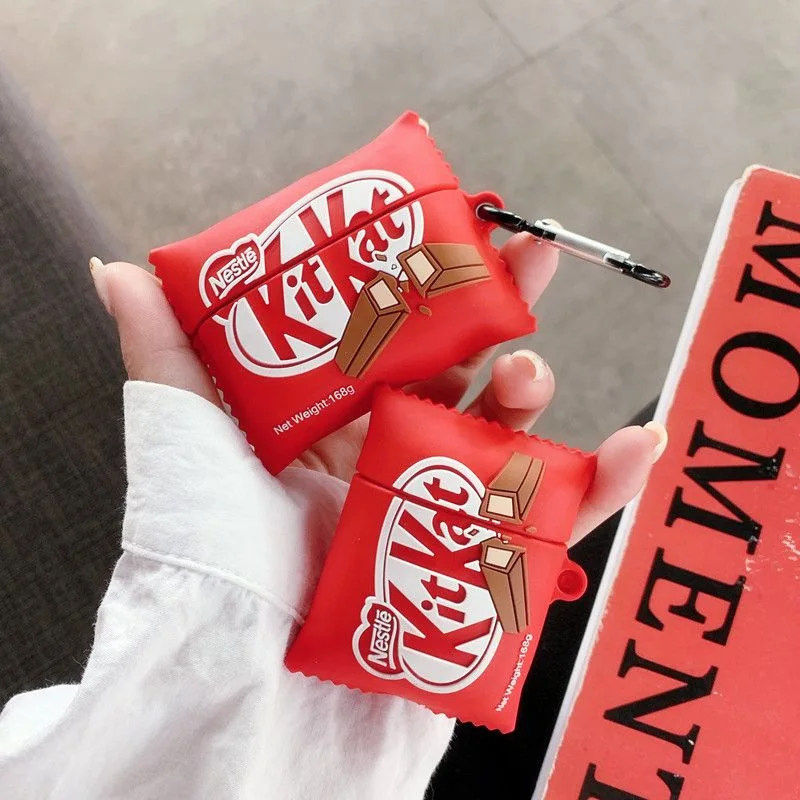 Чехол с мультяшными наушниками для Airpods Pro AirPods 1 2 3D Funny Kitkat Chocolate Bluetooth наушники