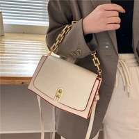 thick metal chain shoulder bag female fashion travel cross body solid color tote square bags for women brand wallets bolsas