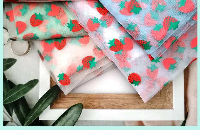 7.5cm Tulle Rolls Glitter Strawberry Fabric Mesh Tape for DIY