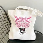 Kawaii Harajuku Y2k Женская Холщовая Сумка для покупок с мультяшным рисунком, многоразовая сумка-тоут, сумки, сумки через плечо, складные