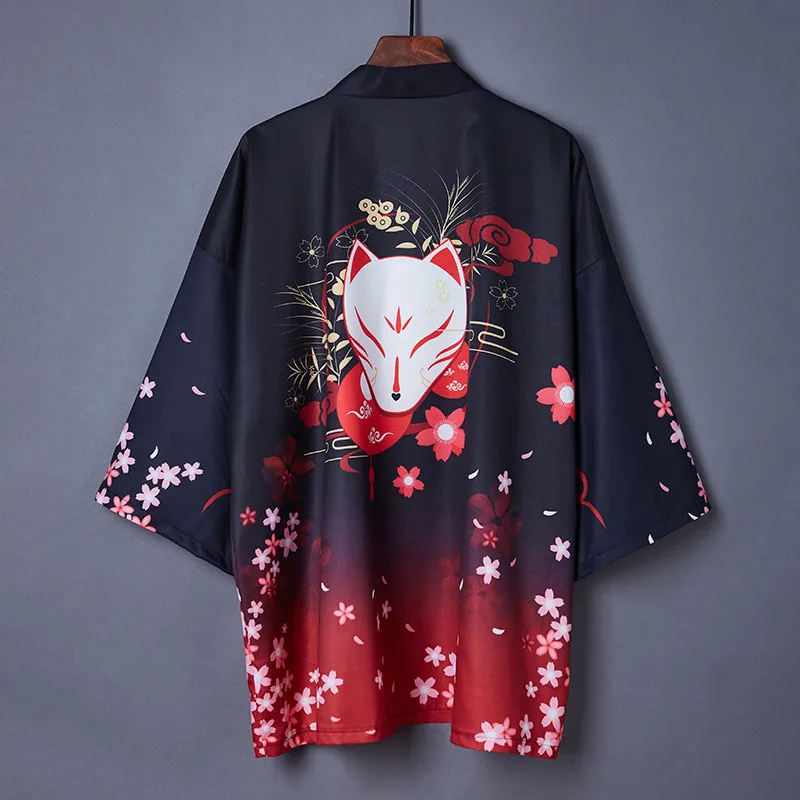 

Improved Japanese Kimono Cardigan Summer Beach Sunscreen Loose Kimono Mens Shirt Yukata Haori Retro Women Asian Costumes