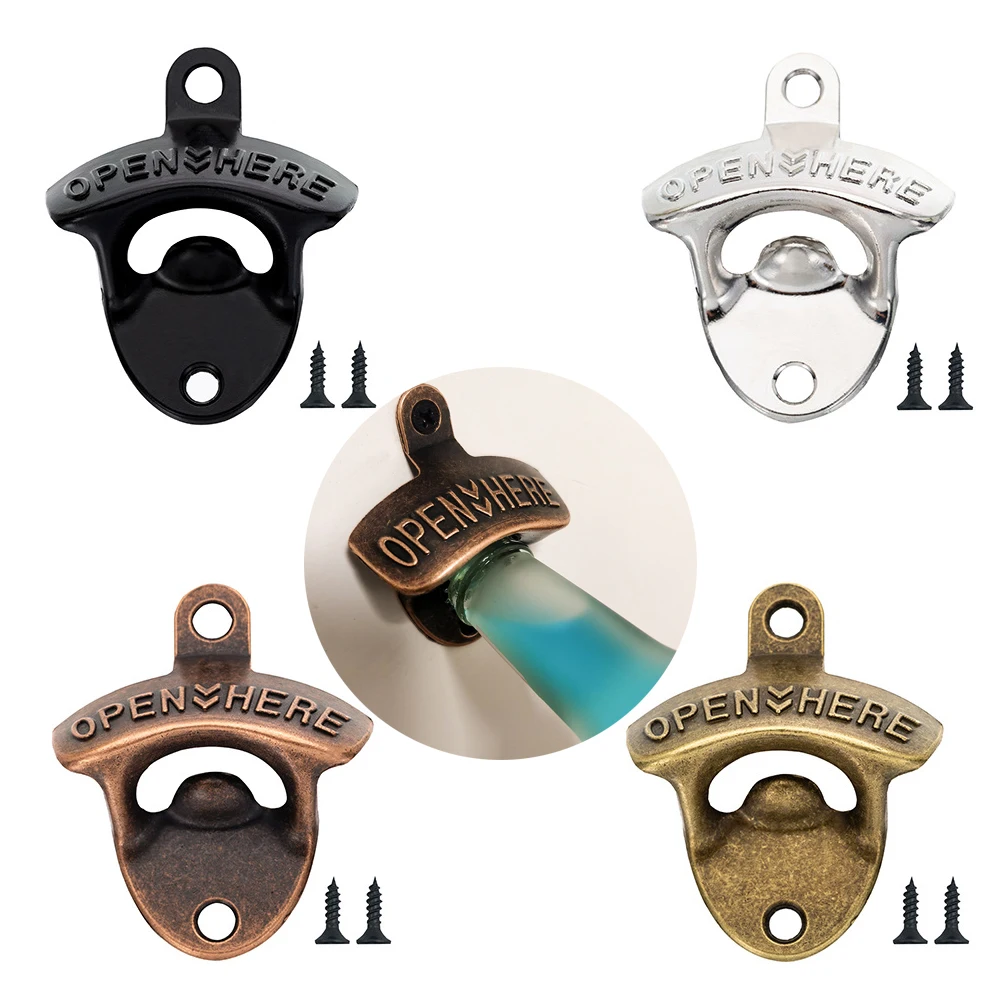 

Kitchen Gadgets Bottle Opener Wall Mounted Vintage Retro Alloy Hanging Open Beer Tools Four Colors Available Bar Accessories
