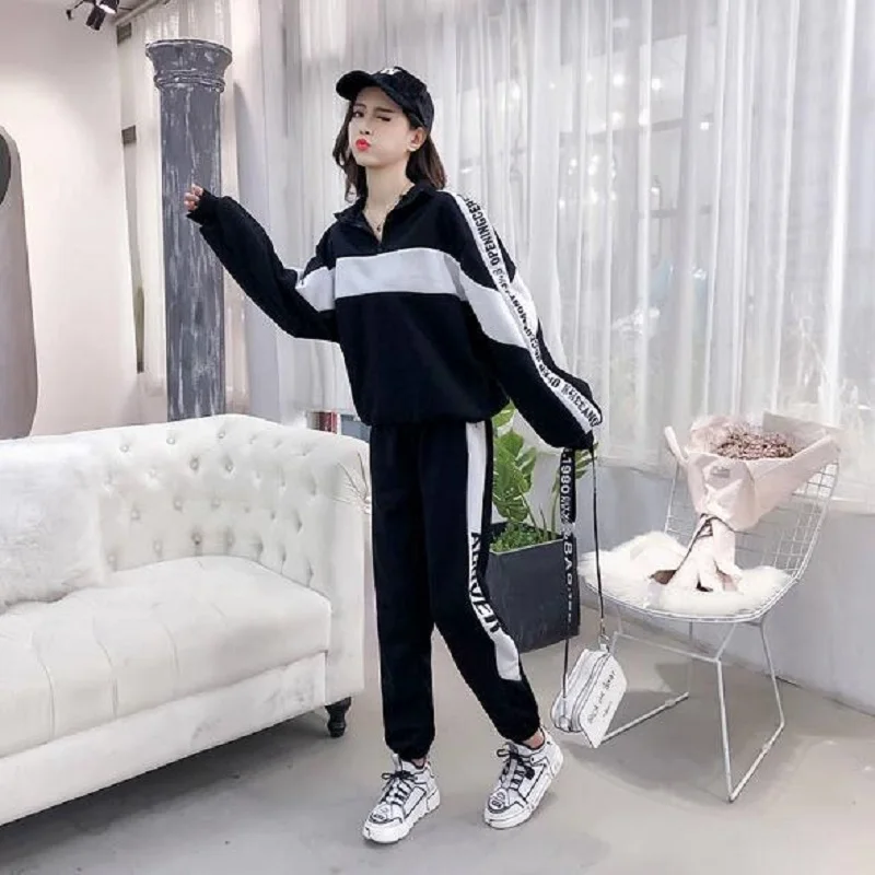 Модный женский спортивный костюм в Корейском стиле бархатный свитер свободный