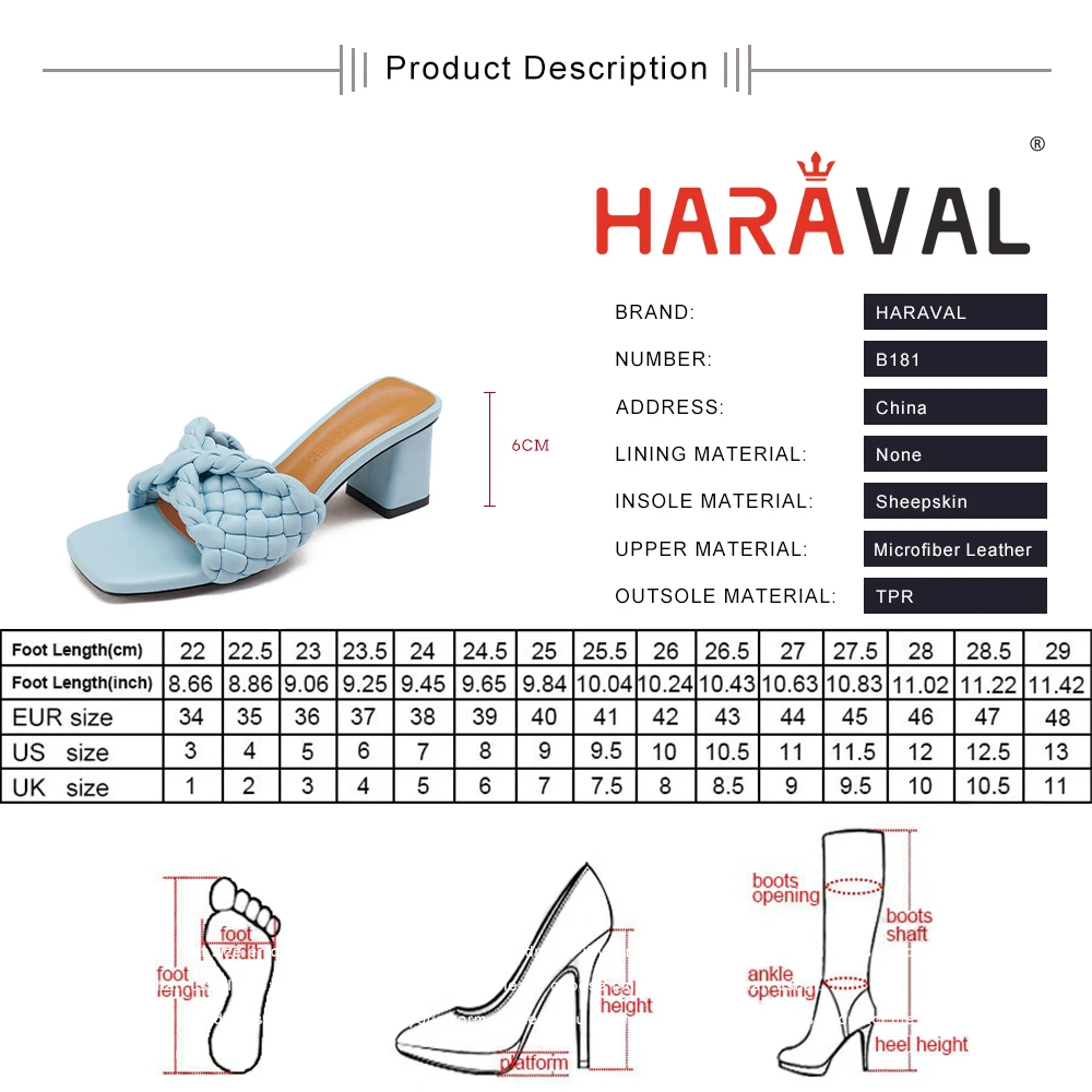 

HARAVAL Women Slide Summer Outside Fashion Elegant Square Toe White Blue Butterfly-Knot Solid Low Heels Adult Female Shoes B181