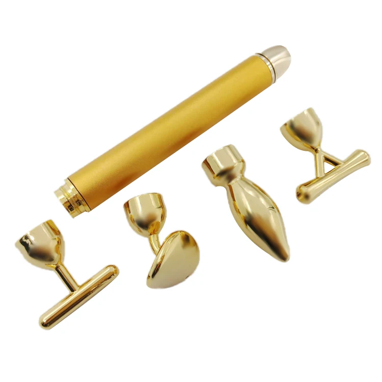 4 in 1 Combination Set Beauty Bar 24K Golden Pulse Facial Massager T-Shape Electric Sign Face Massage Tools for Sensitive Skin | Красота и