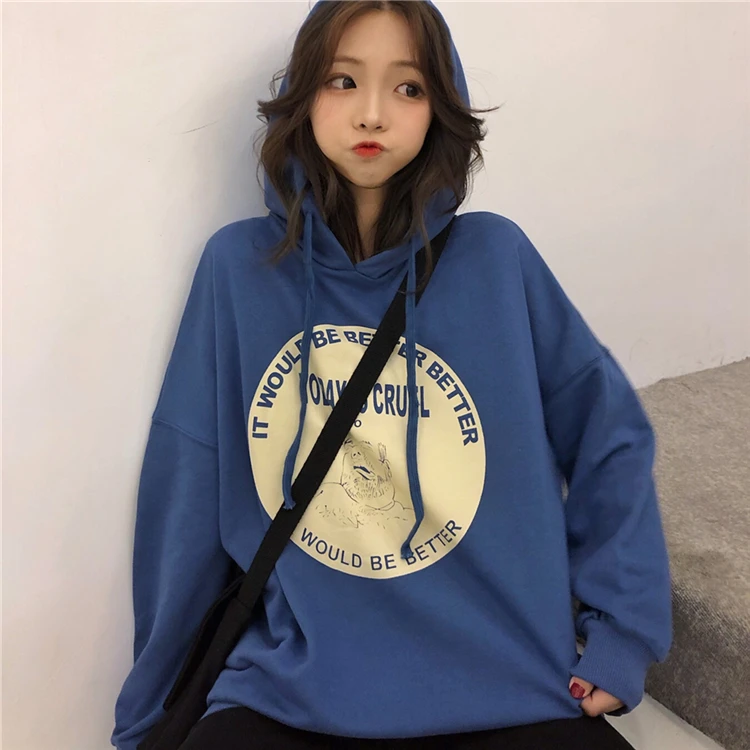 Новинка весна лето 2020 Корейская версия Свободная блузка с капюшоном в стиле