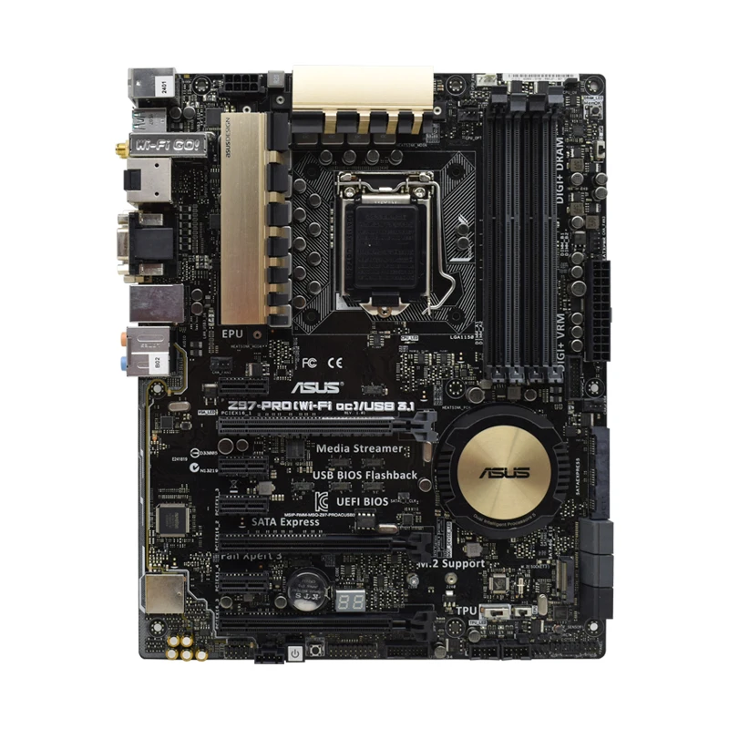 Online Asus Z97-PRO(WiFi Ac)/USB 3,1 Desktop Verwendet Motherboard LGA 1150 DDR3 Z97 USB 3,0 SATA3 Pc Motherboard