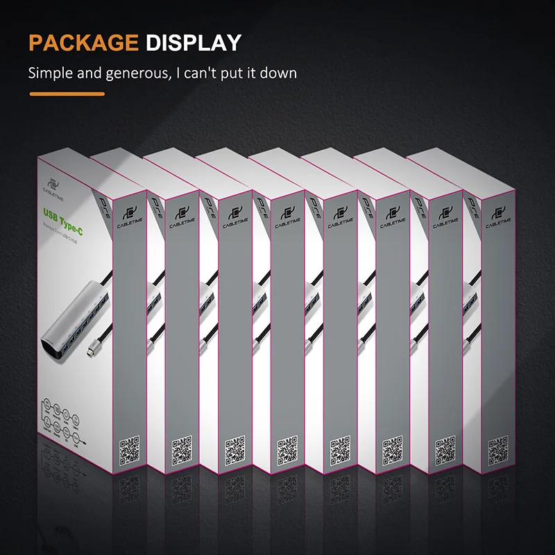 

Cabletime HUB USB 3.0 Type-C to 7 Ports USB Splitter High Speed Type C Hub for Macbook Computer Laptop N135