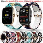 Силиконовый ремешок для смарт-часов, браслет для Xiaomi Huami Amazfit GTR 42 мм GTS 2e GTS2 Mini Bip U S, 20 мм с принтом