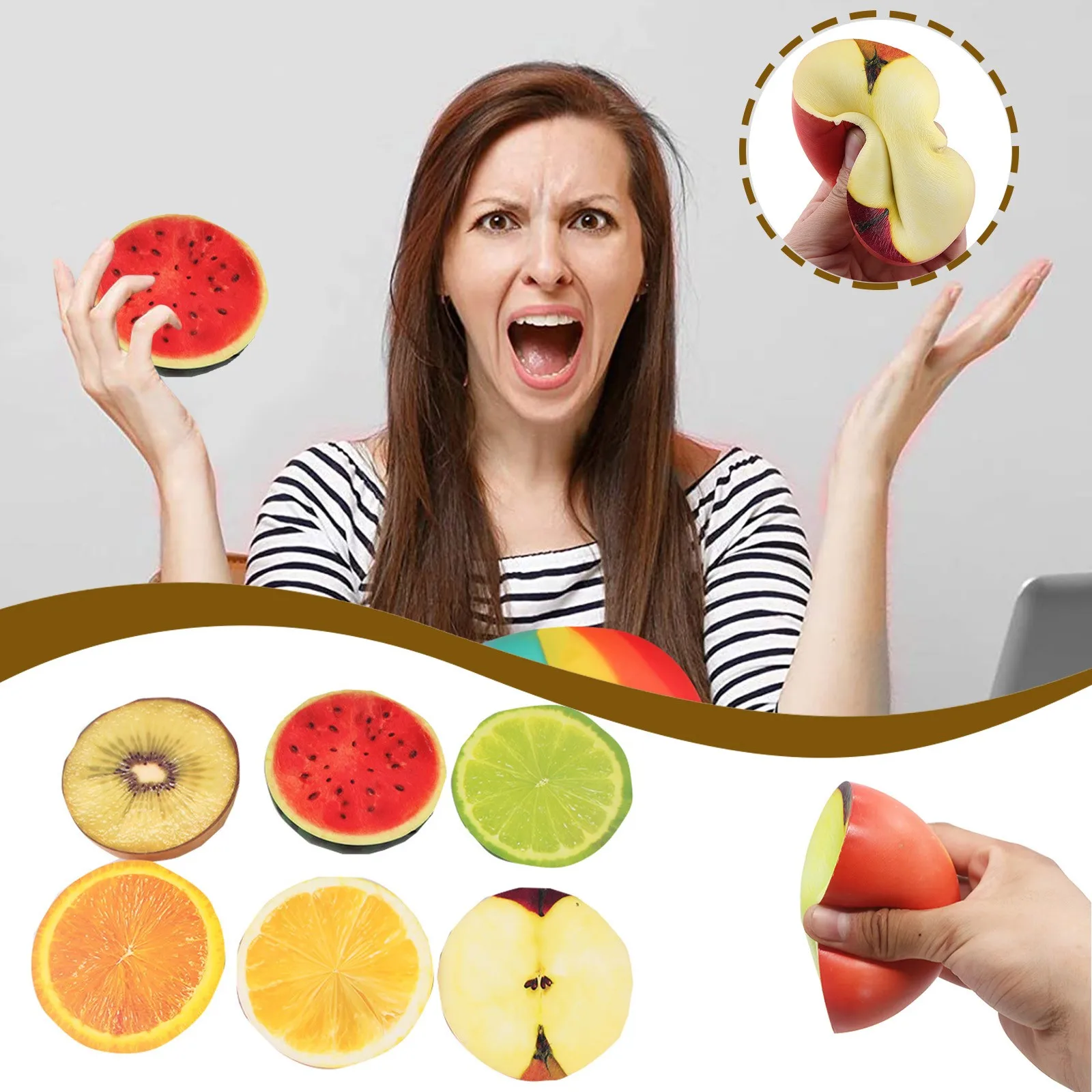 Juguete de descompresi&oacute;n de colores para ni&ntilde;os, juguete de simulaci&oacute;n de fruta, comida, regalo creativo-0