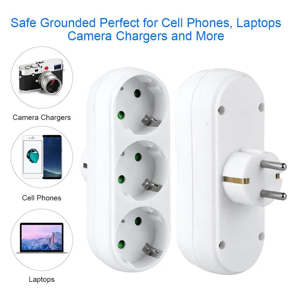 Портативный ЕС гнездо разъема питания адаптер от 1 до 2 3 Круглый AC 250 в блок вилка