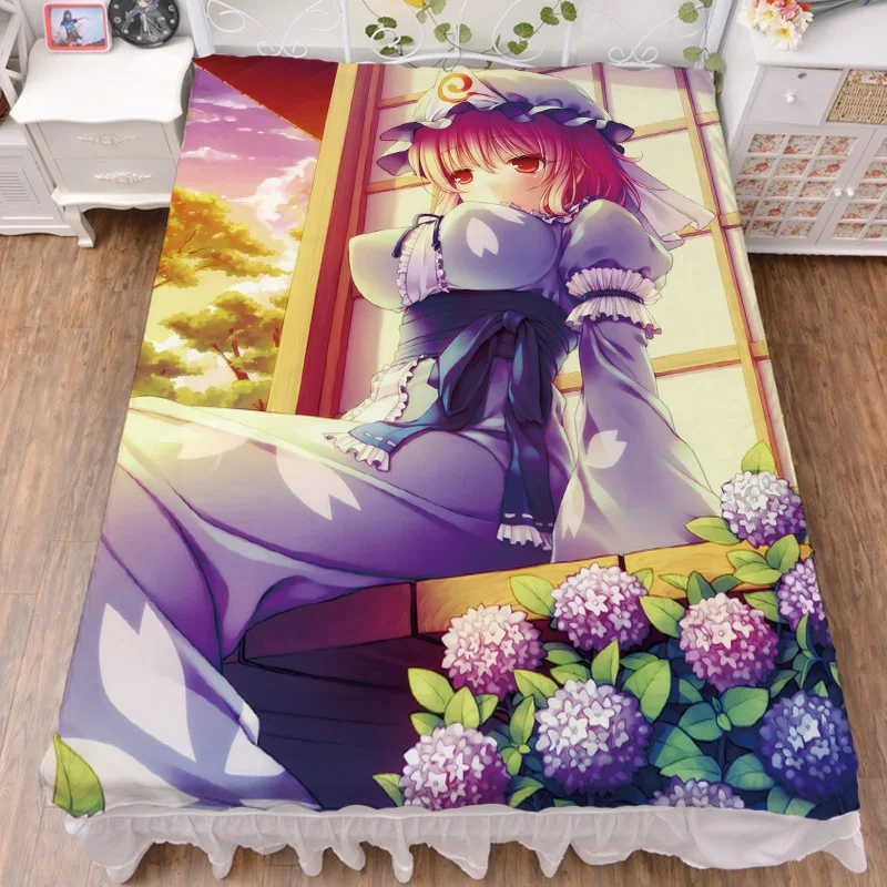 Economici Coscase 2020-Febeury Anime Giapponese Touhou Project Lenzuolo In Fibra Di Latte E Coperta Di Flanella Trapunta Estiva 150x200cm