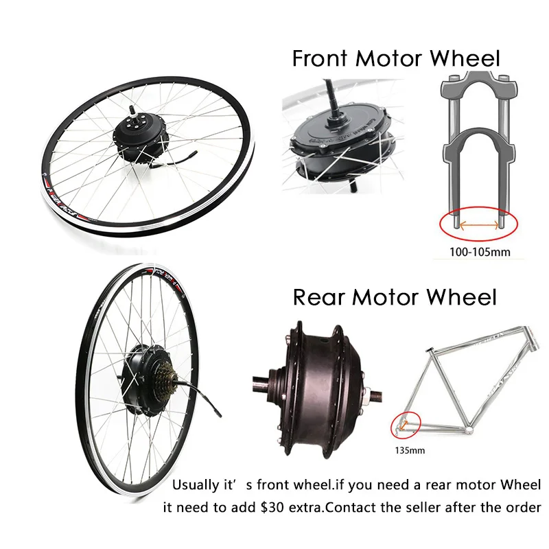 

48V 350W/500W Kit Di Conversione Bici Elettrica Mozzo Anteriore Ruota Motore 48V 18AH E Kit Di Conversione Bici Bicicleta E