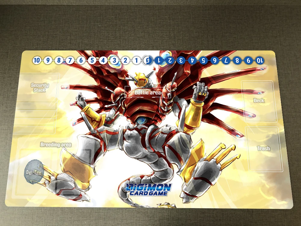 

Digimon ShineGreymon Playmat Anime DTCG CCG Mat Trading Card Game Mat & Zones & Bag Anti-slip Rubber Desk Pad Mousepad 60x35cm