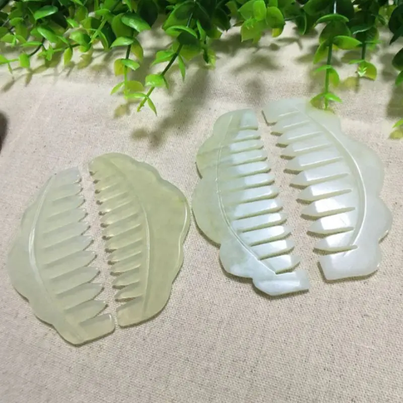 

Natural Jade Stone Gua Sha Massage Comb Head Acpuncture Pressure Therapy Scraper