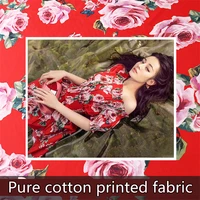 fashion pattern d home digital printing cotton poplin direct injection rose flower fabric manual div sewing 100 hawaiian dress