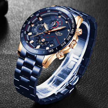 LIGE Mens Watches Top Brand Luxury Business Stainless Steel Waterproof Chronograph Male Quartz Clock Watch Men Relogio Masculino-36696