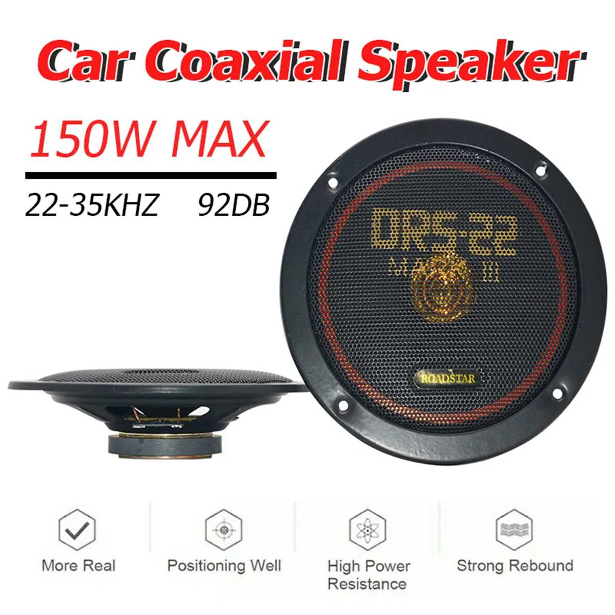 

2PCS 6.5 Inch 150W Car Audio Speaker Coaxial Loud Speaker Universal Vehicle Auto Audio Music Stereo Hifi Loudspeakers DRS-22
