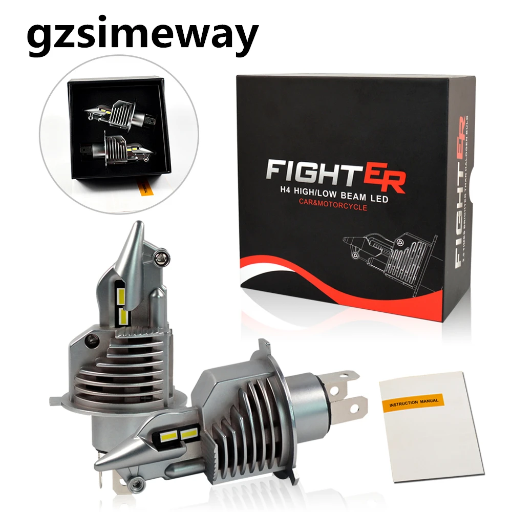 

Автомобильные светодиодные фары gzsimeway H4, дальний свет, ближний свет, автомобильные/мотоциклетные фары, лампа с ZES чипом 80 вт 6000K, автомобильная светодиодная лампа 12 в