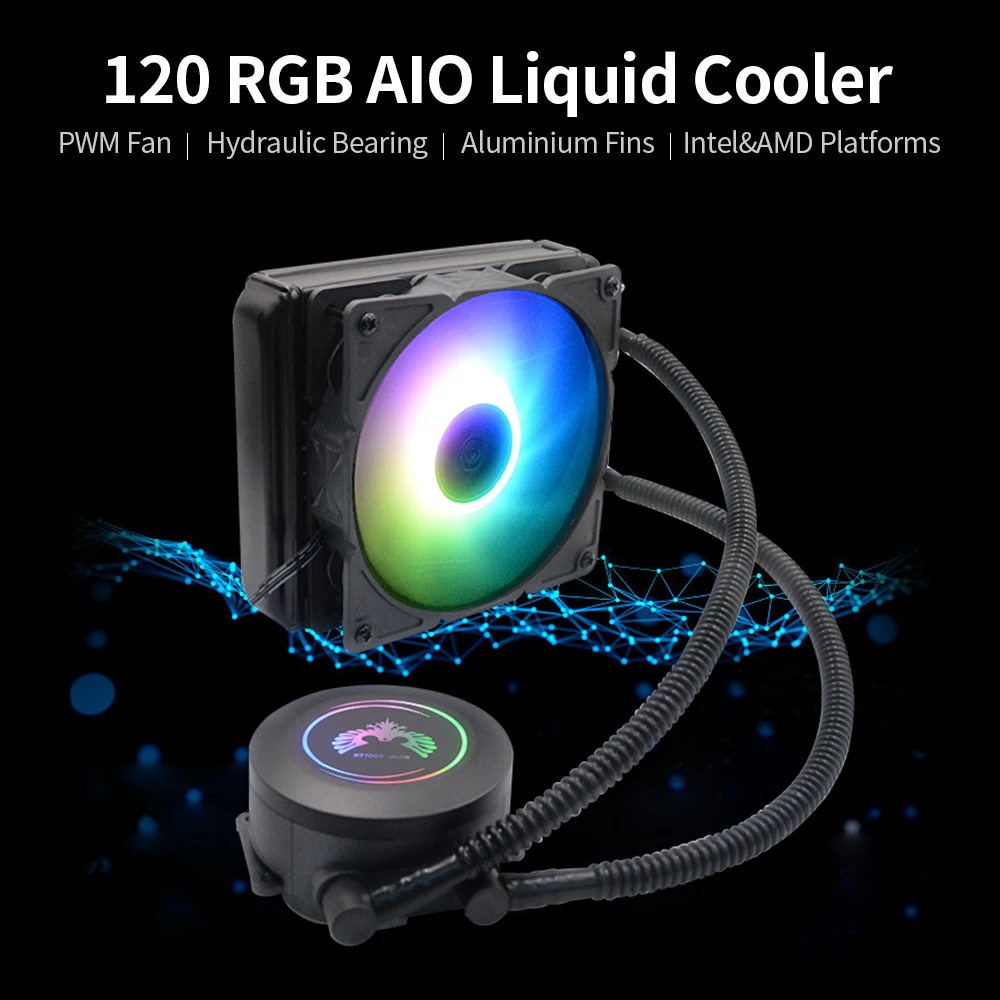 360 RGB AIO CPU охладитель жидкости PWM вентилятор медный насос головка плотные