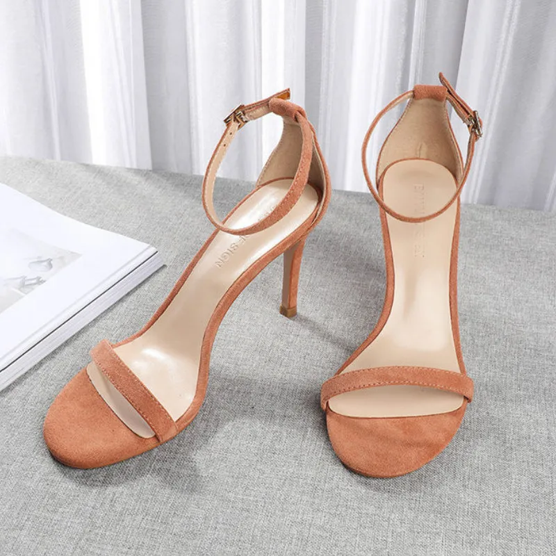 Женские босоножки Коллекция 2021 года Сезон лето Однотонные туфли на высоком