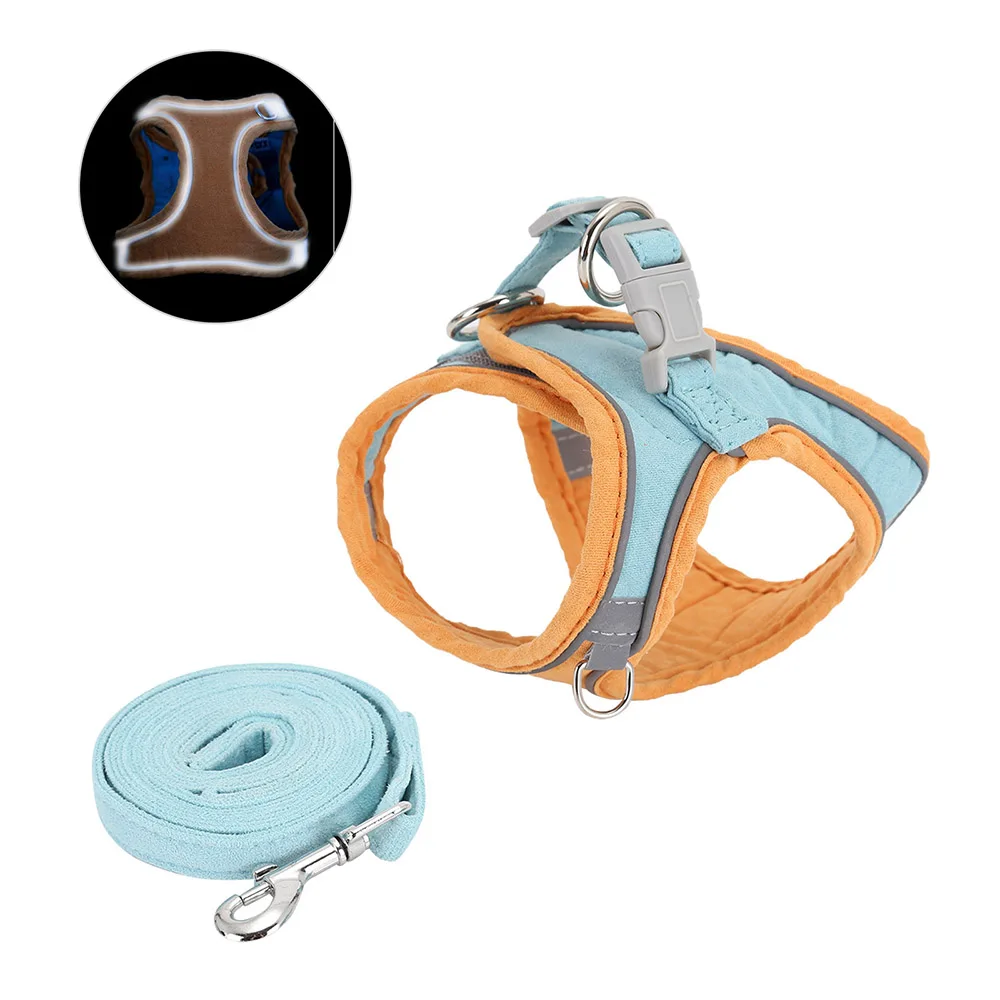 

Reflective Small Dog Pet Harness Leash Dog Traction Rope Pet Vest Harness Adjustable for Small Medium Dog Cat Walking Lead Leash