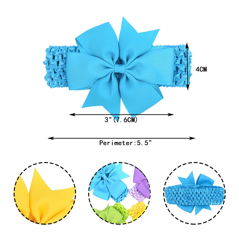 2 шт./лот лидер продаж однотонные головные уборы лента в рубчик с бантом и