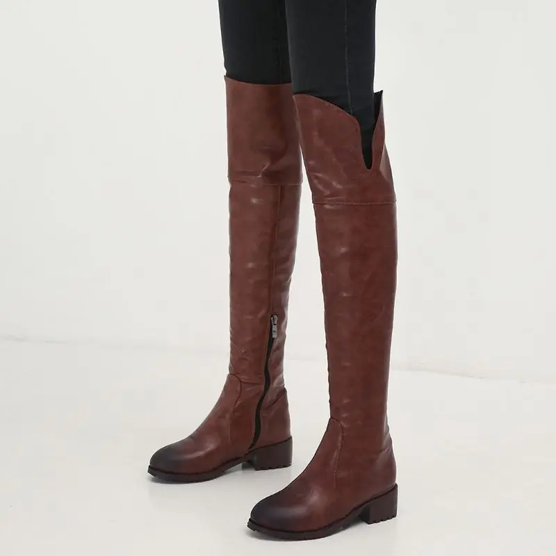 Женские теплые мотоциклетные сапоги TAOFFEN зимние классические высокие размеров