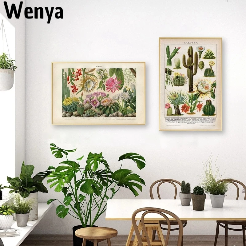 

Cactus Flowers Desert Plants Succulents Posters And Prints Botanical Wall Art Canvas Painting Educational Wall Pictures Decor