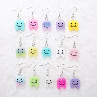 1pair cute craft flitter small tooth drop earrings resin earring for birthday gift child girls teens jewelry woman jewelry