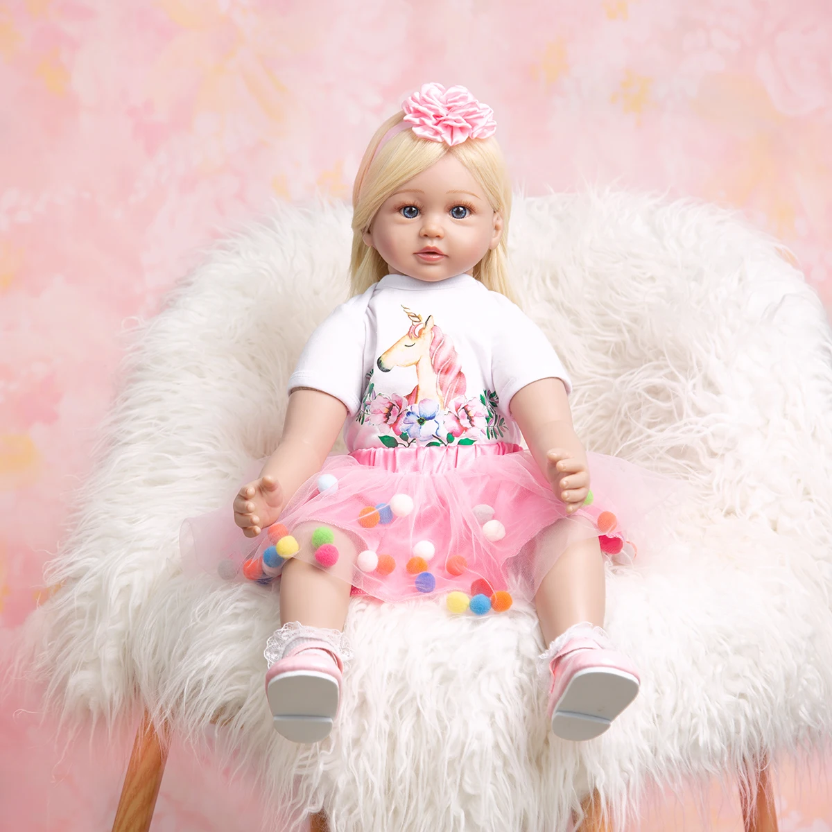 

Lovely Reborn Baby Toddler Doll Toys 60 CM Cloth Body Realistic Real Touch Newborn Boneca Dolls For Girl Playmate Birthday Gifts