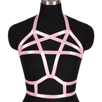 halloween rave pentagram exotic accessories sexy lingerie fetish bondage tops cage bra harness women underwear gothic style