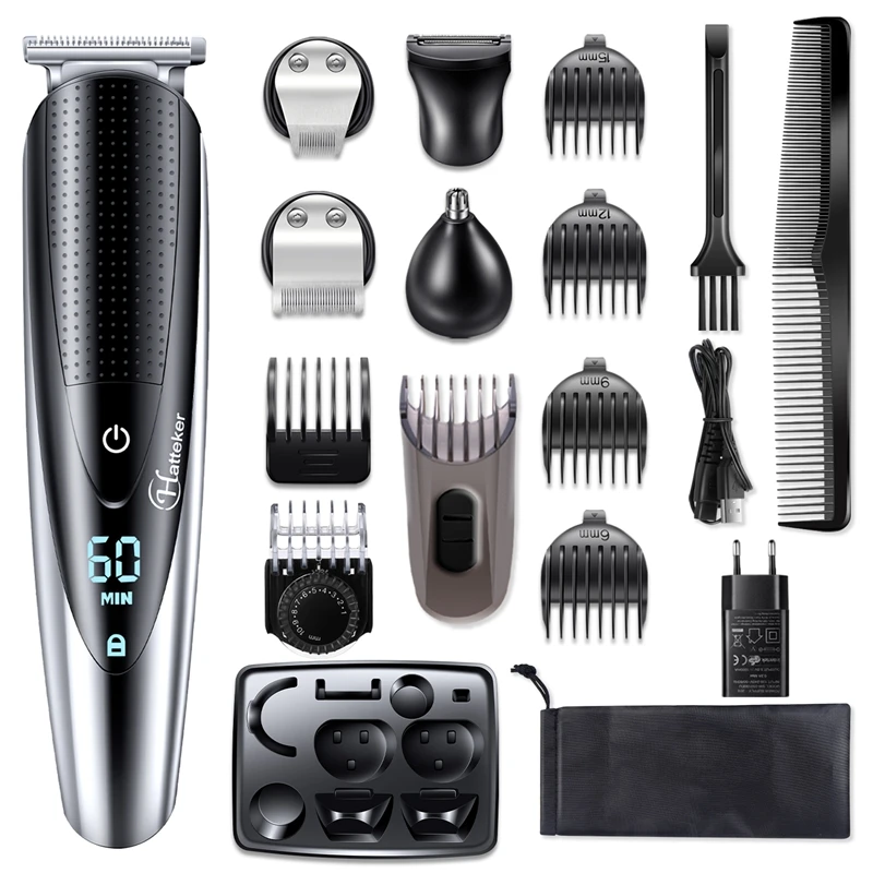 

HATTEKER Professional Hair Clipper for Men Rechargeable electric razor 5 in 1 Hair Trimmer hair cutting machine beard trimer 598