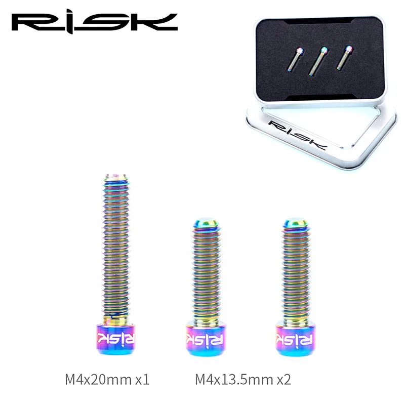 5 шт./3 шт. RISK TC4 титановый сплав M4 * 13 5/20 мм болты 3 цвета велосипедный передний