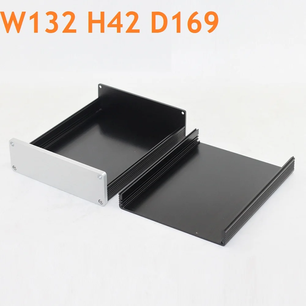 

No Hole Aluminum Power Amplifier Chassis Blank Silver Back PSU Box DIY Headphone Amp Ear Phone Case Mini Preamp W132 H42 D169