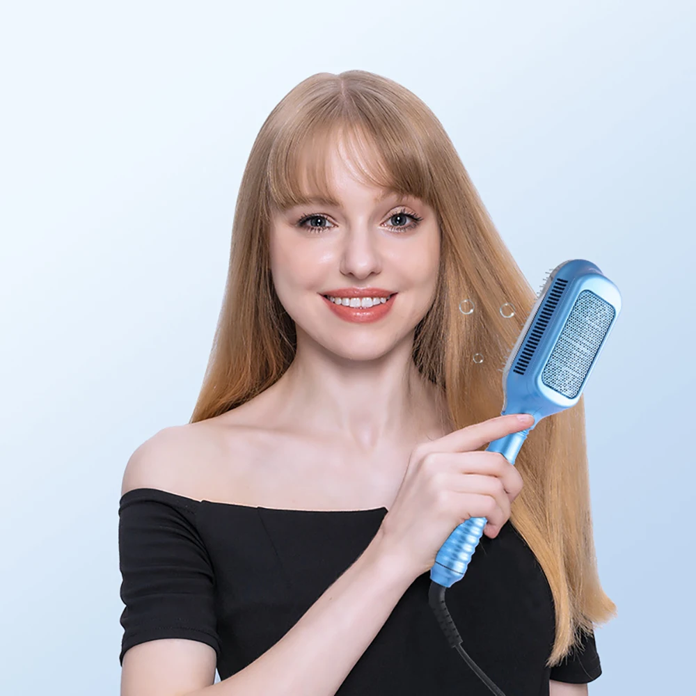 2021 New Ladies Cold Ice Comb Anion Blue Hair Care Cryotherapy Straight Hair Comb Blow Dryer Electric Hairdressing