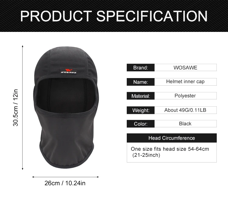 WOSAWE Motorcycle Racing Inner Cap Sweat Breathable Balaclava Cycling Face Mask Snowboard Bicycle Tactical Hat |