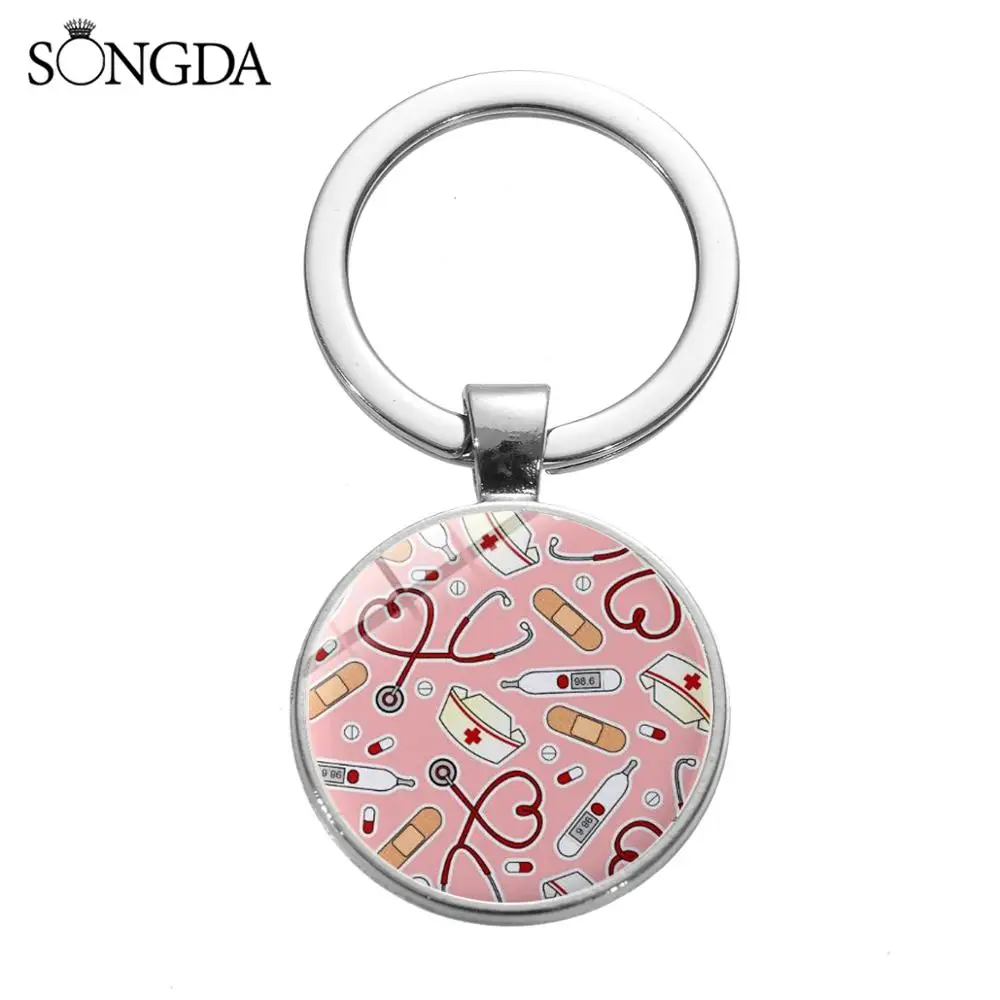 Модный медицинский брелок для ключей термометр стетоскоп медсестра кепка милый