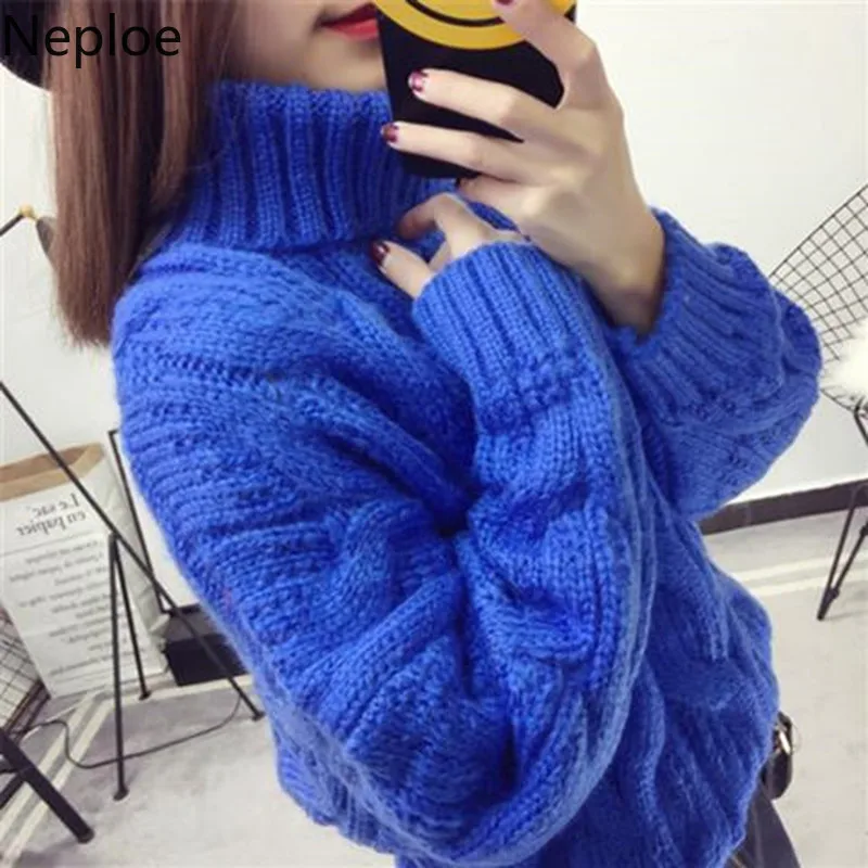 Neploe корейский свободный свитер с высоким воротом в сумасшедшем стиле из грубой